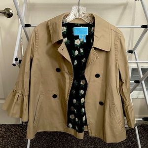 Draper James khaki crop jacket with flower lining